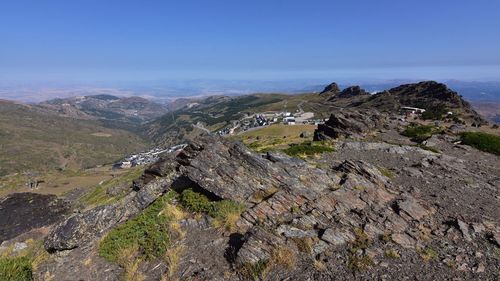 Scenic view of sierra nevada against clear sky