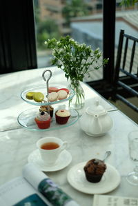 Close-up of breakfast on table