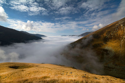 Scenic view of mountains against sky