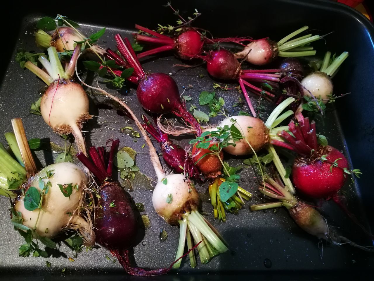 HIGH ANGLE VIEW OF FRUITS AND VEGETABLES