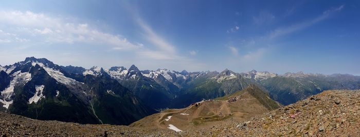 Panoramic view of mountains against sky