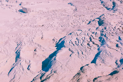 High angle view of snow covered mountain