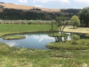 Scenic view of lake against sky