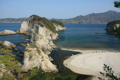 Scenic view of sea against clear sky