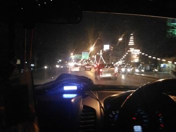 View of city street at night