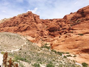 Rock formations in desert against sky