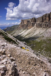 Scenic view of rocky mountains against sky