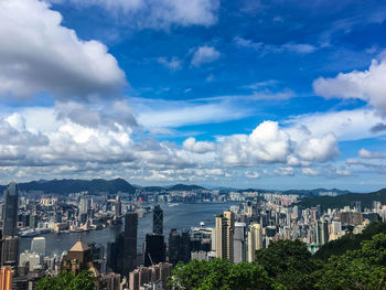 Aerial view of cityscape against sky