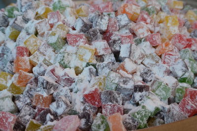 Full frame shot of multi colored candies turkish delight