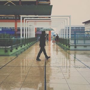 Woman standing in city