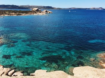 View of sea against blue sky