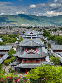 High angle view of townscape against sky