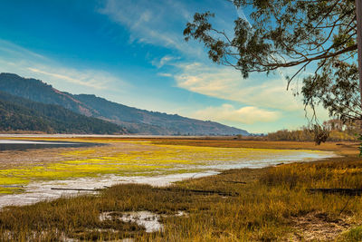 Scenic view of lake against sky