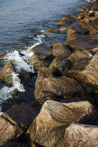 Close-up of rocks at shore