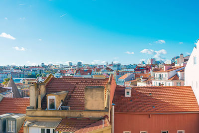 High angle view of townscape against sky