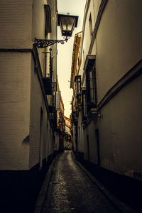 Empty alley amidst buildings in city