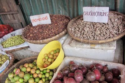 Various fruits for sale at market stall