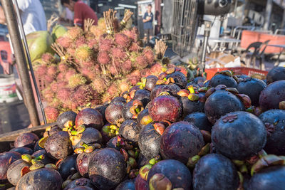 Close-up of fruits for sale at market stall