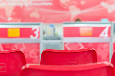 Close-up of empty chairs