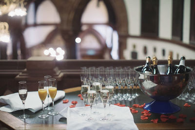 Close-up of wine glass on table in restaurant