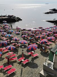 High angle view of beach against sky