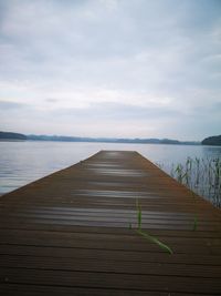 Pier over lake against sky