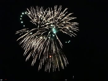 Low angle view of fireworks in sky at night