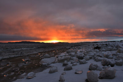 Scenic view of sea against sky during sunset