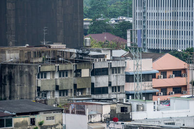 High angle view of residential buildings