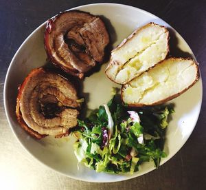 Directly above shot of food in plate