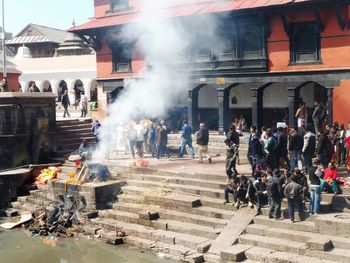 People at town square