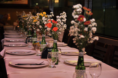 Close-up of place setting on table