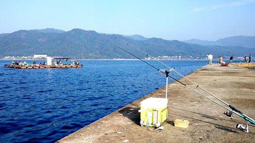 Scenic view of sea against clear sky