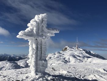 Snow covered mountain against sky