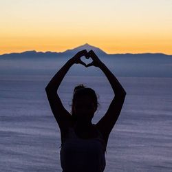 Scenic view of mountains at sunset