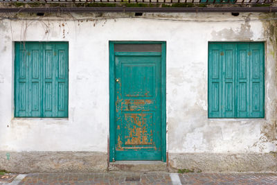 Closed door of building