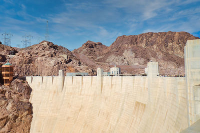 Scenic view of dam against sky