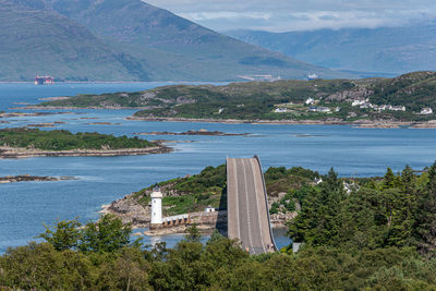 The skye bridge is a road bridge over loch alsh, scotland, connecting to the mainland
