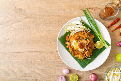 High angle view of food on table