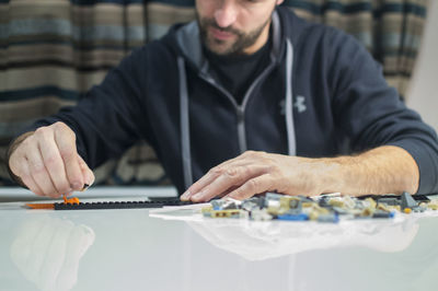 Man working on table