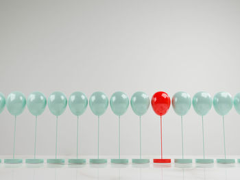 Close-up of balloons against white background