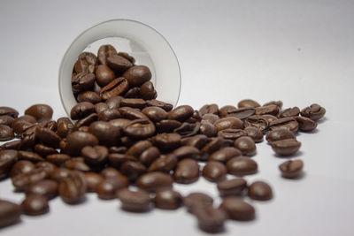 Close-up of coffee beans on table