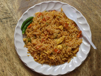 High angle view of meal served in plate