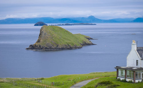 View of small island in isle of skye,scotland