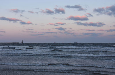 Scenic view of sea against sky during sunset