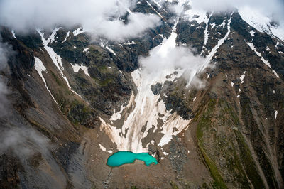 Panoramic view of snowcapped mountain range
