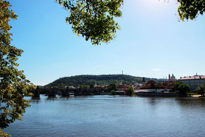 River by city against clear sky