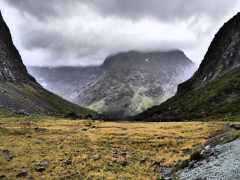 Scenic view of mountains against sky