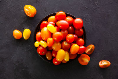 High angle view of tomatoes on table