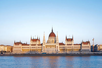 View of river with buildings in background